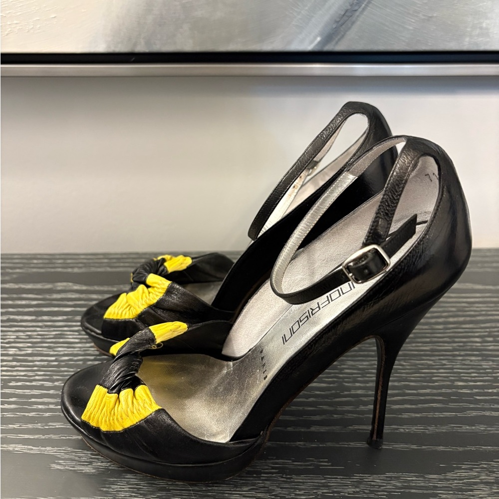 Bruno Frisoni Black and Yellow Women Shoes